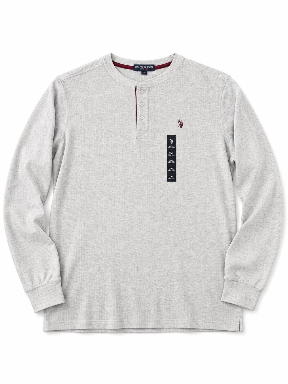 Vintage U.S. Polo Assn Men’s XXL Thermal Henley Shirt Gray Long Sleeve Waffle